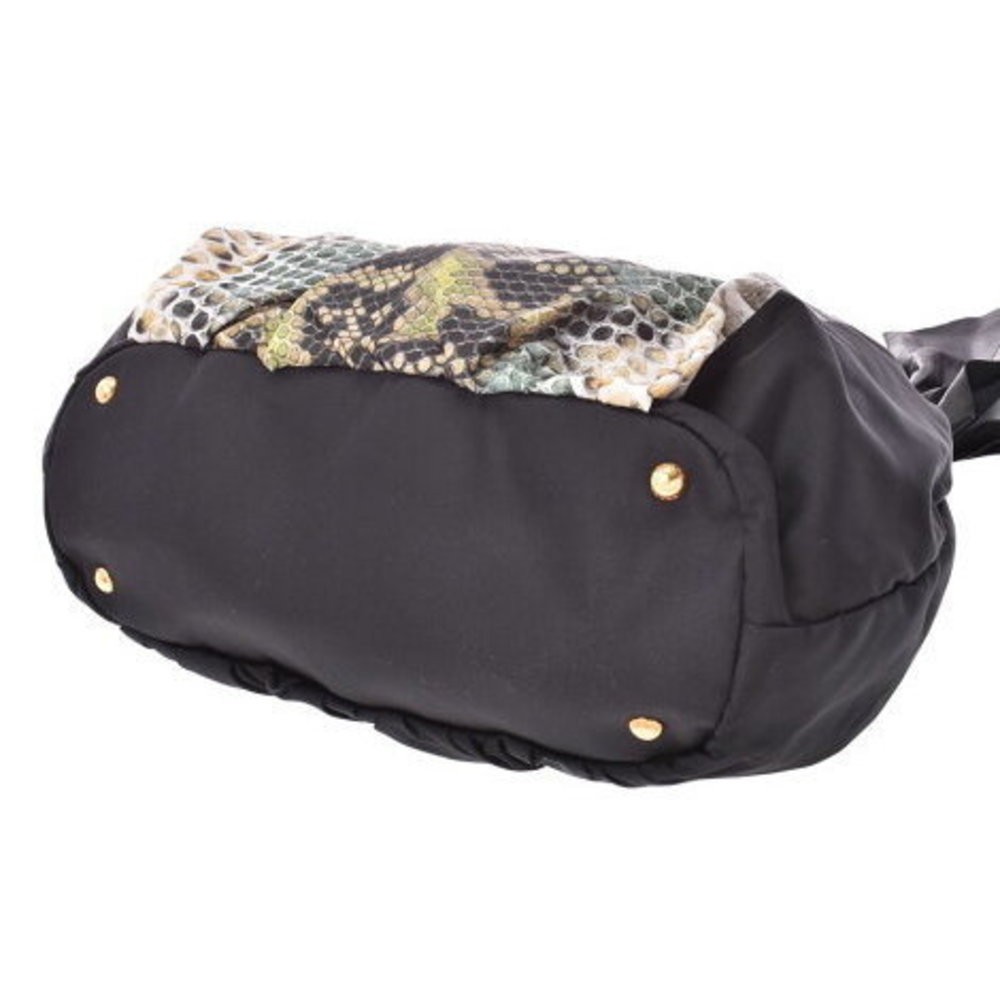 Prada Tote Bag Black Python Pattern Nylon Nappa - image 5